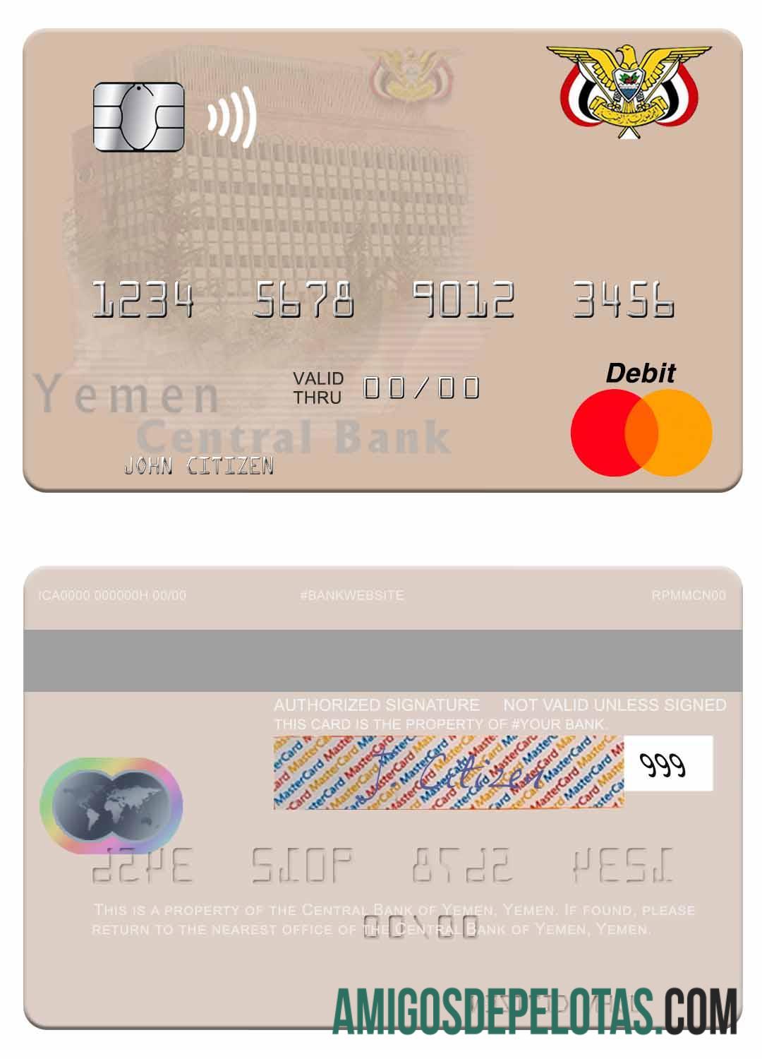 Banco Central do Iêmen Mastercard do Iêmen modelo